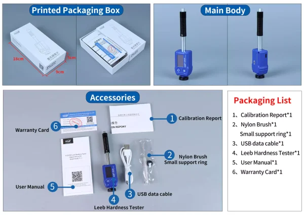 RTS LS252D Metal Durometer HL/HRC/HRB/HRA/HV/HB/HS Portable Leeb Hardness Tester Digital Durometer Hardness Tester
