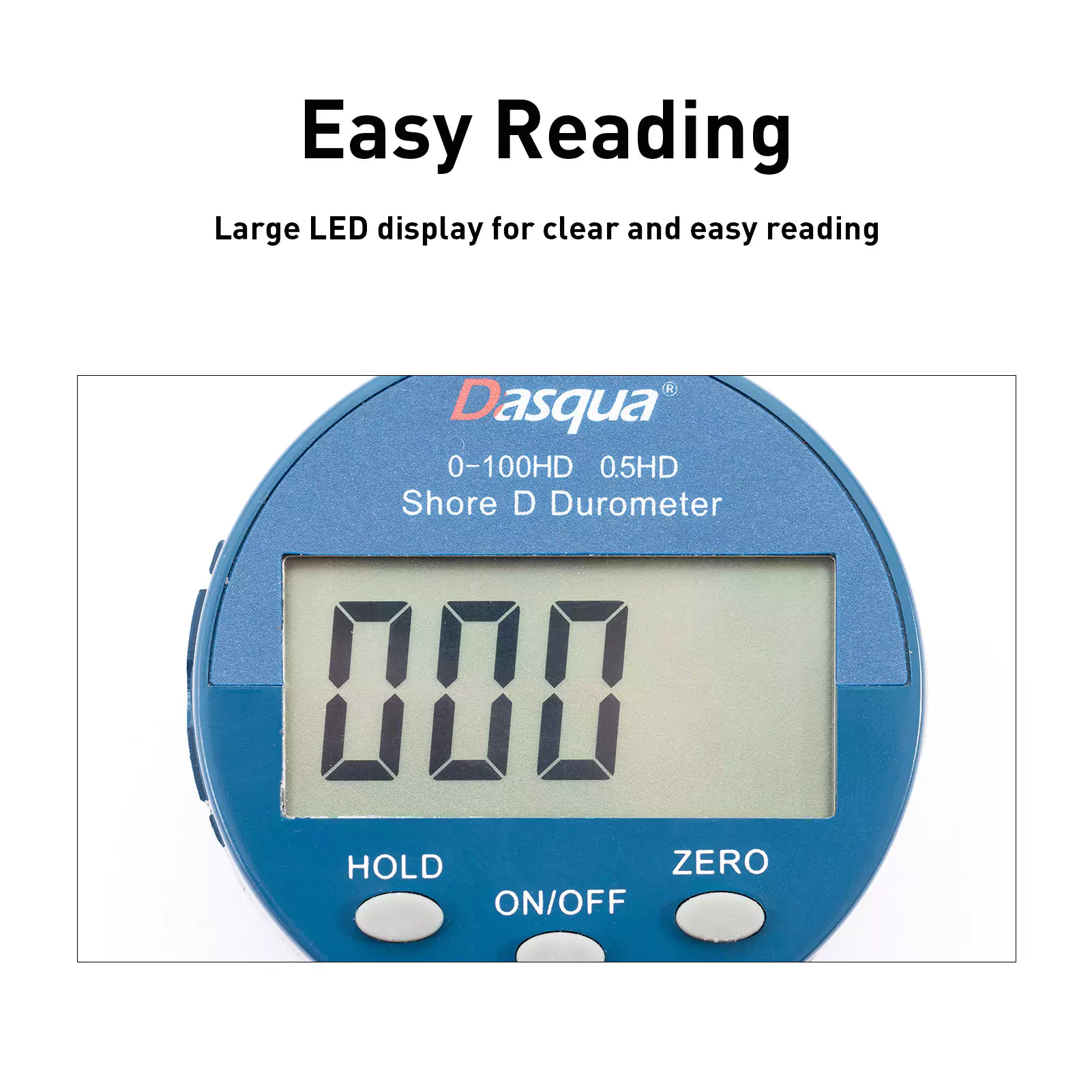 DASQUA Portable 0-100HD Large LED Display Digital Shore D Durometer Data Hold