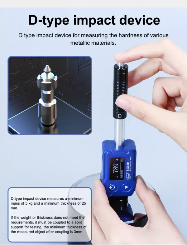 RTS LS252D Metal Durometer HL/HRC/HRB/HRA/HV/HB/HS Portable Leeb Hardness Tester Digital Durometer Hardness Tester